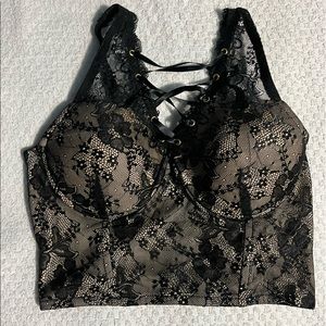 Black Lace Corset Crop Top